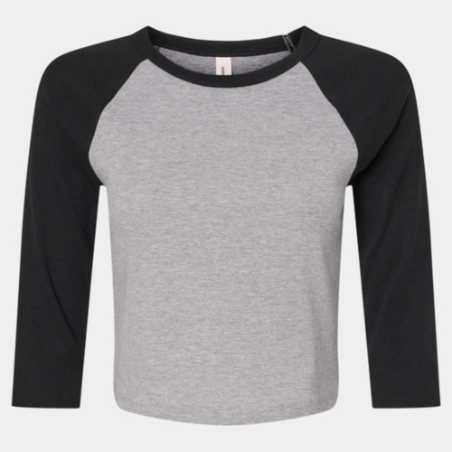 Women's Micro Rib Three-Quarter Raglan Sleeve Baby Tee Thumbnail