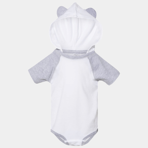 Infant Fine Jersey Raglan Bodysuit with Hood & Ears Thumbnail