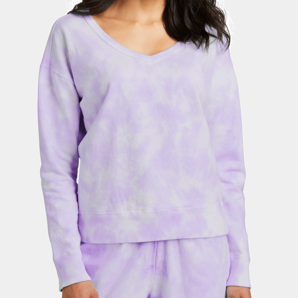 Women's Beach Wash ® Cloud Tie Dye V Neck Sweatshirt Thumbnail